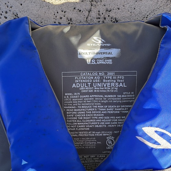 Stearns adult Universal floatation life jacket - Picture 6 of 6